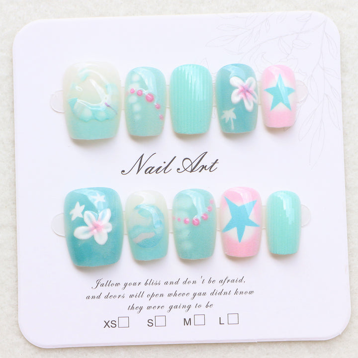 Mermaid-Inspired Decorative Press-On Nail Set Kalsten