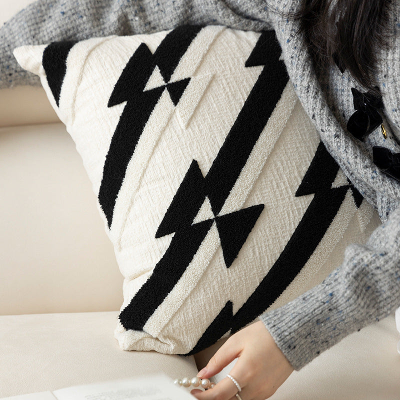 Decorative cushion with textured tuft pattern and removable cover