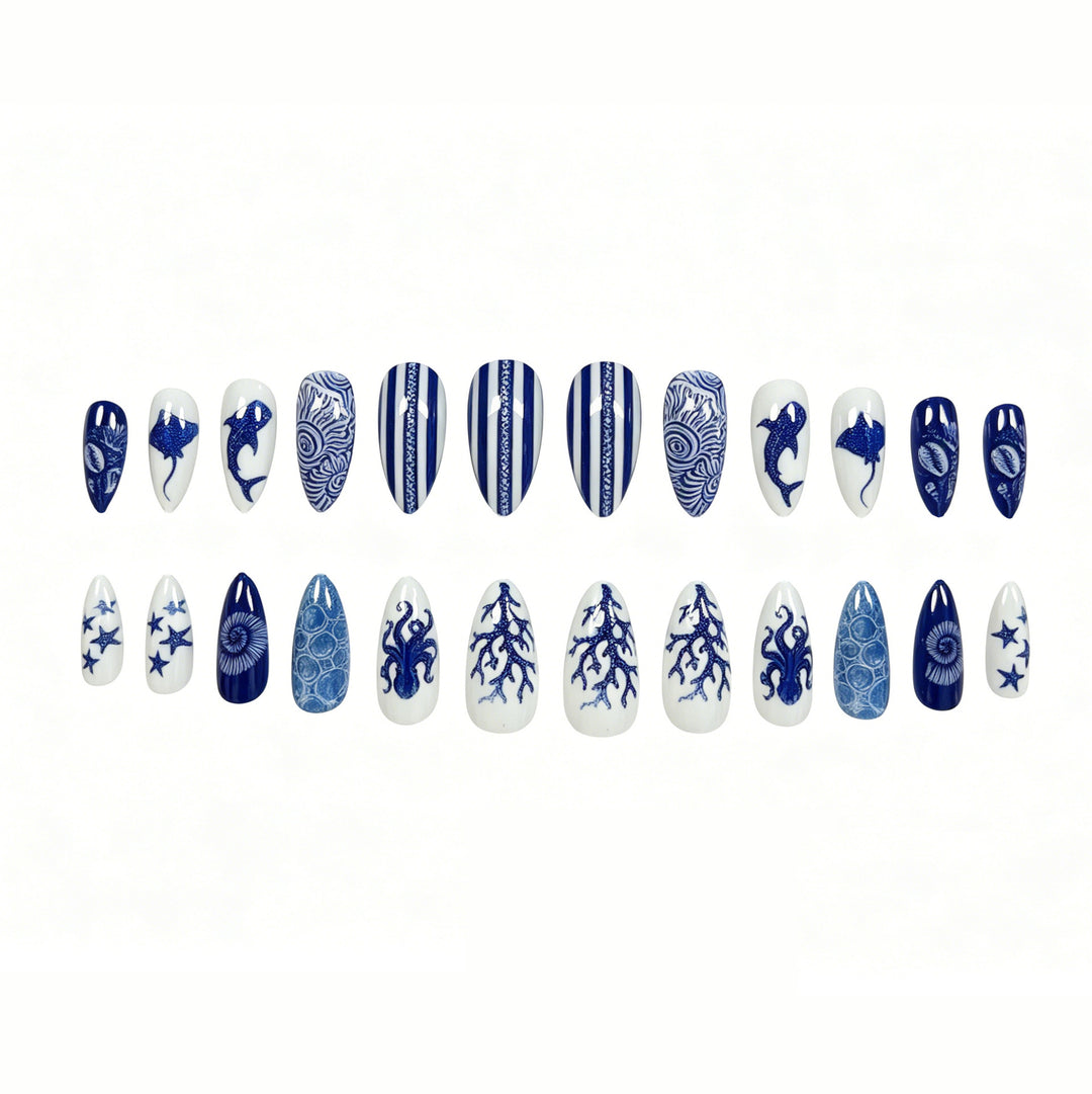 Artistic Ocean-Themed Nail Art Extensions Kalsten