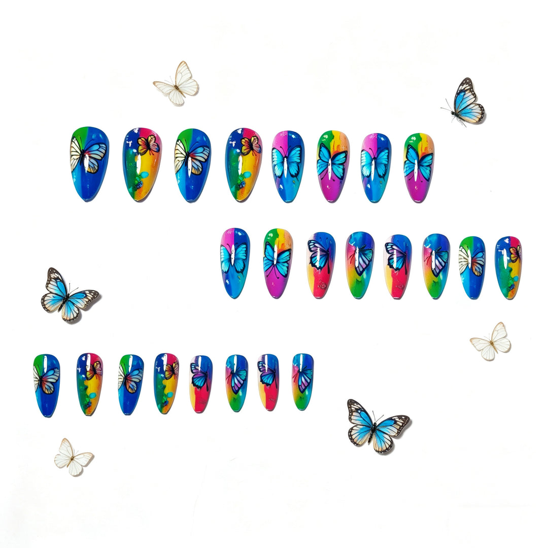 Butterfly-Inspired Vibrant Nail Art Kalsten