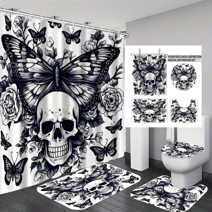 Artistic Skull and Floral Themed Bathroom Set Kalsten