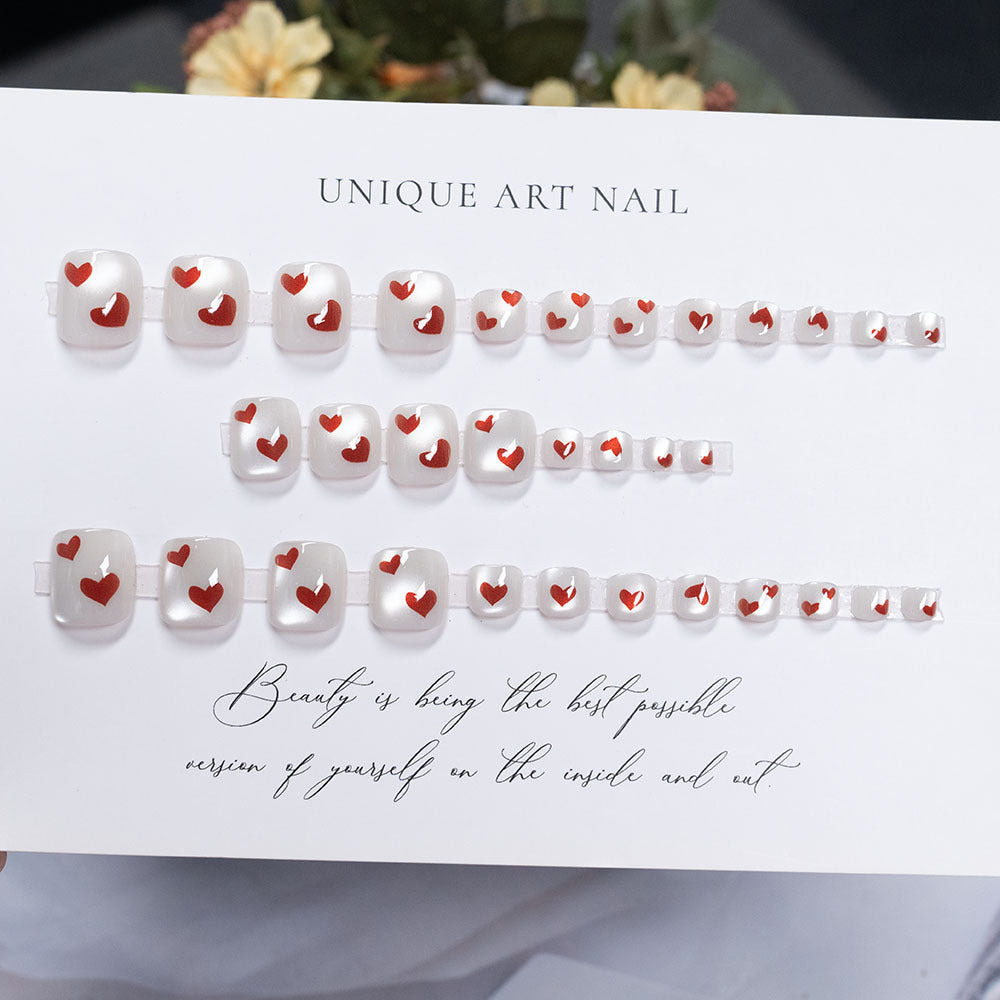 Heart-Embellished Press-On Nail Set  1791110396