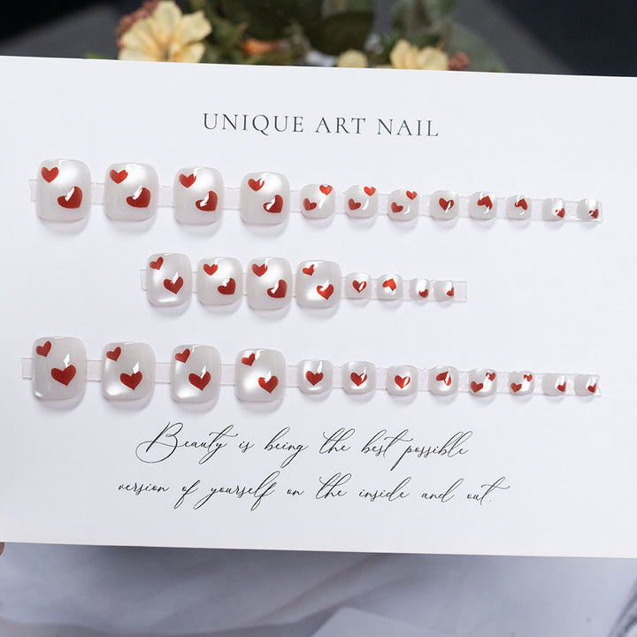 Heart-Embellished Press-On Nail Set  1791110396
