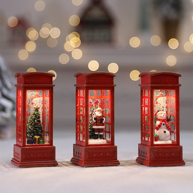 Christmas-Themed Miniature Telephone Booth Decoration