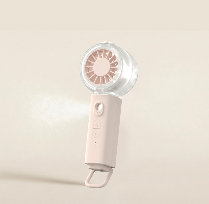 Unisex portable mini fan with misting function rechargeable battery collapsible carrying handle Kalsten
