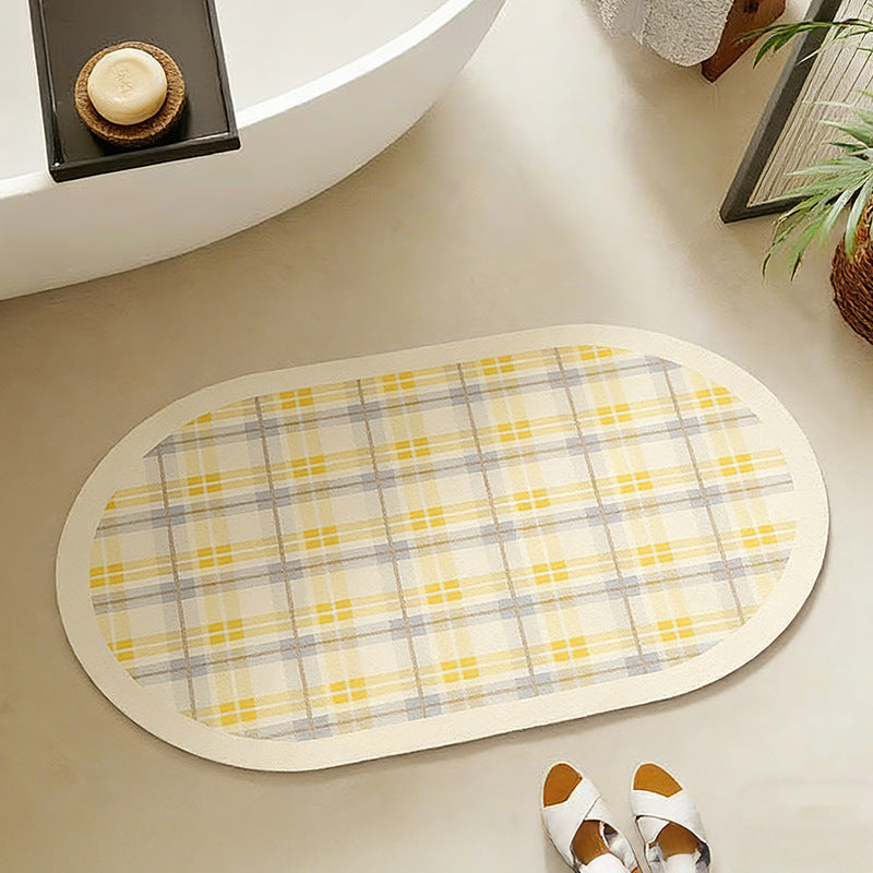 Oval wipeable placemat made of easy-care vinyl with a checked pattern Kalsten