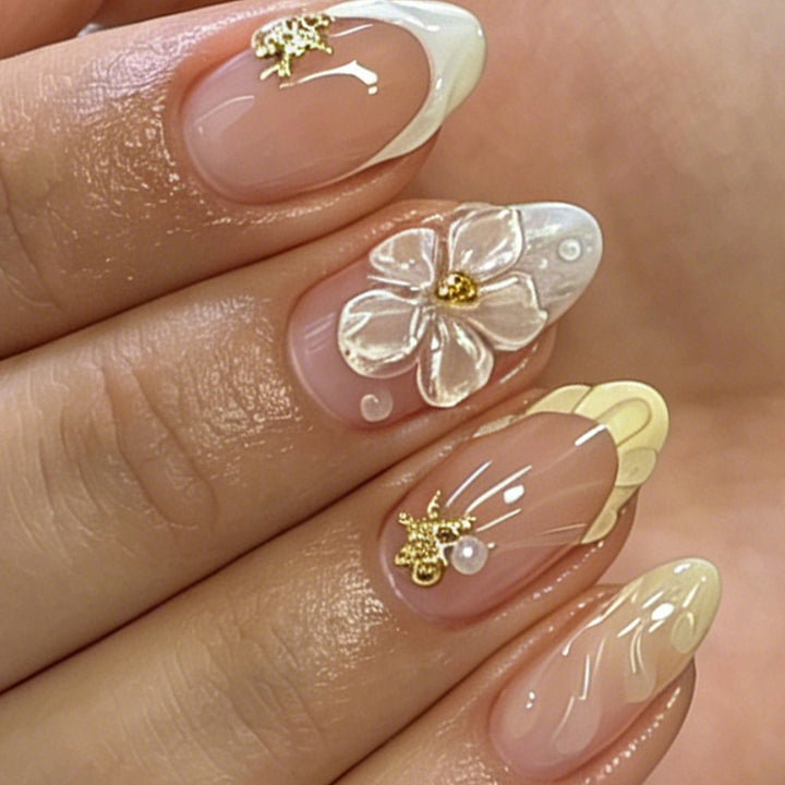 Artistic Floral Gel Nail Extensions Kalsten