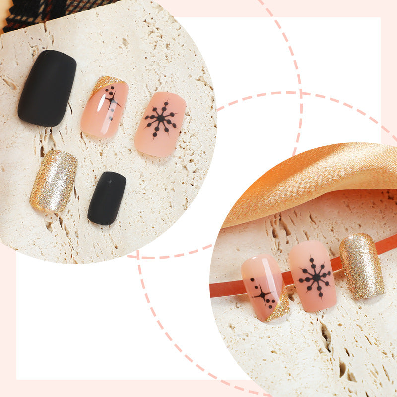Decorative Snowflake and Glitter Press-On Nail Set kalsten