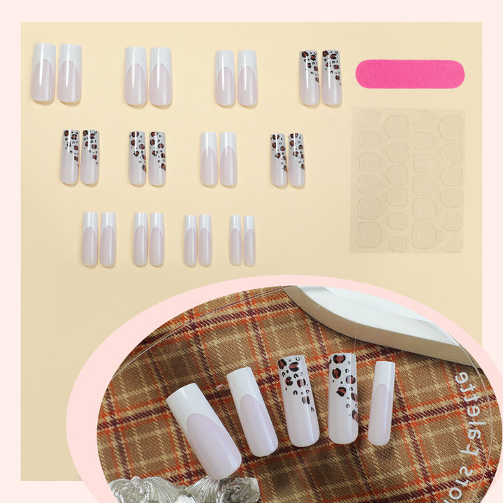 Artistic Press-On Nail Set with Stylish Animal Print Design kalsten