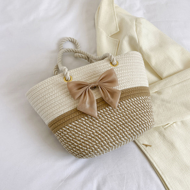 Handcrafted Floral Detail Straw Tote Bag Kalsten