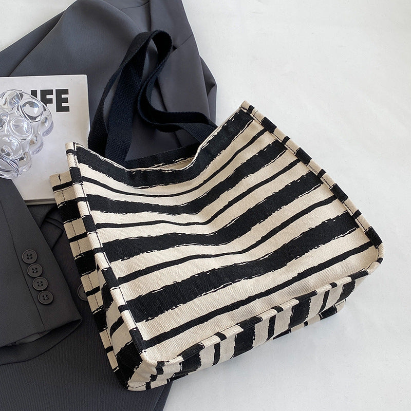 Striped Canvas Tote Bag