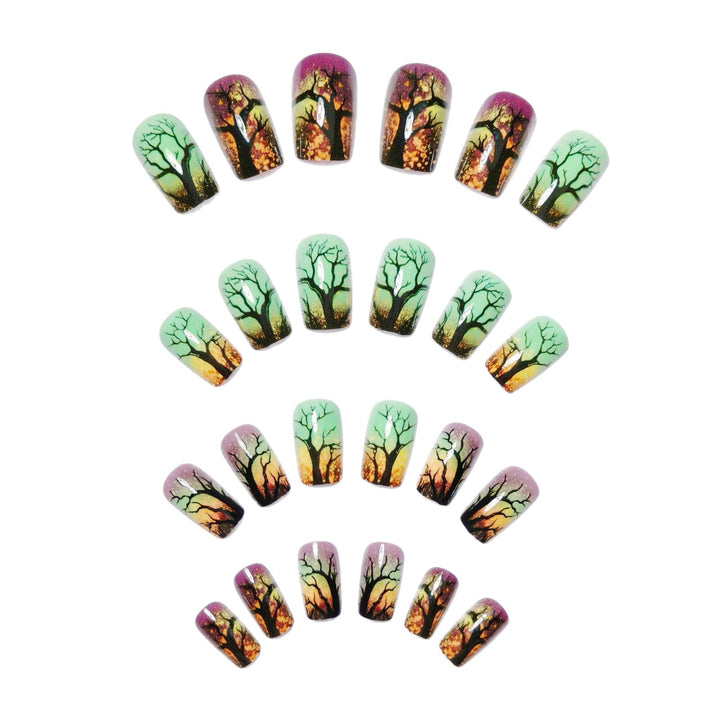 Artistic Ombre Tree-Themed Nail Art Kalsten