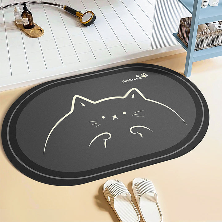 Adorable Cartoon Cat Bath Mat Kalsten