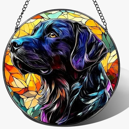 Stained Glass Dog Art Wall Hanging Kalsten