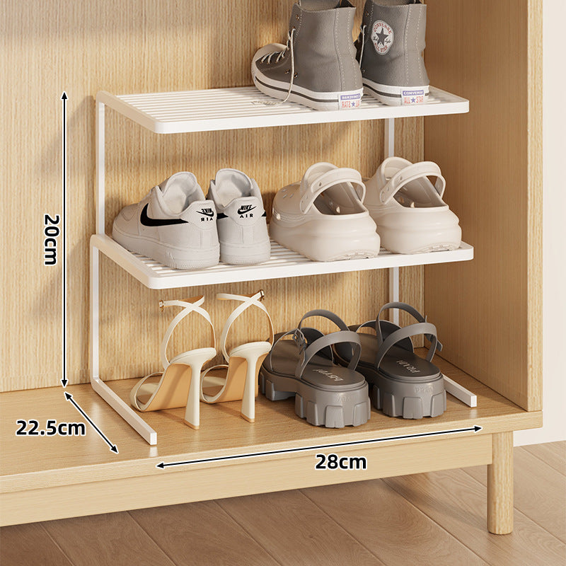 Compact Double-Layer Adjustable Shoe Shelf Riser for Cabinet and Closet