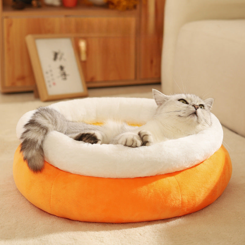 Egg-Shaped Plush Dog Bed