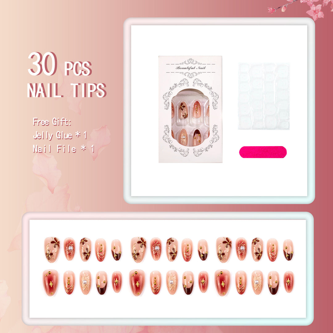 Elegant Floral Decorative Press-On Nail Set