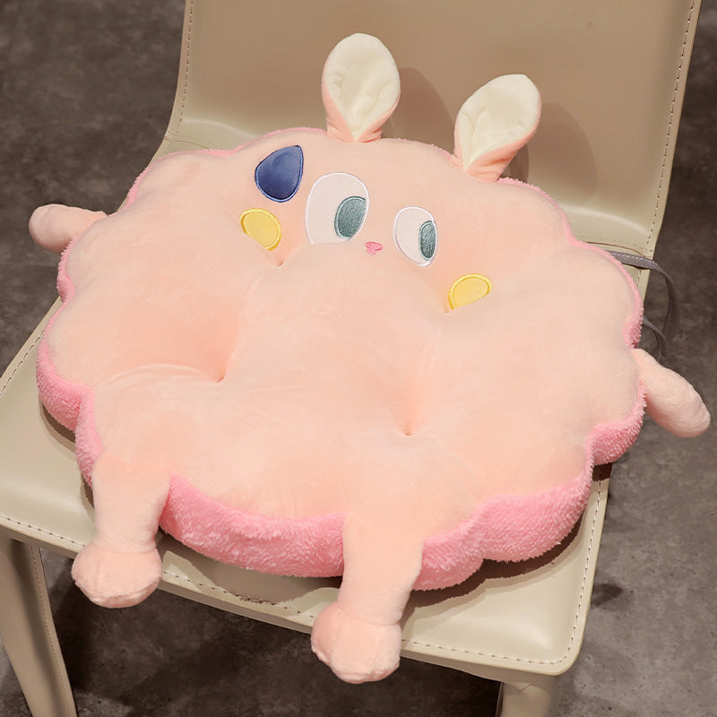 Plush seat cushion in cat shape with extra soft padding and seat cover