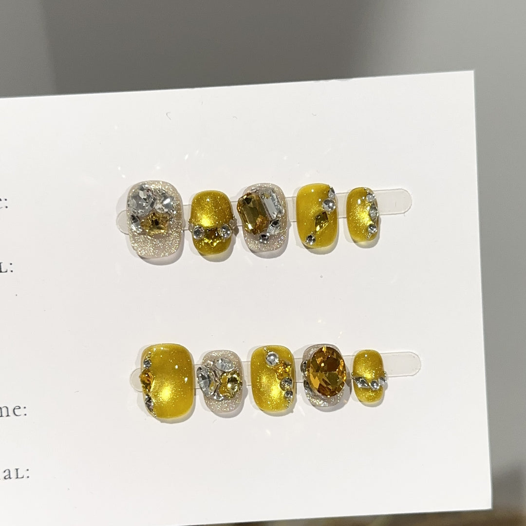 Glamorous Rhinestone-Embellished Press-On Nails