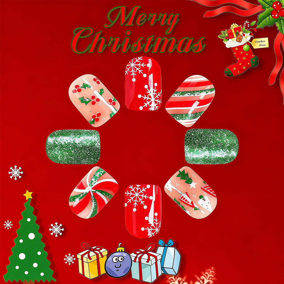 Artificial nail set with festive Christmas design and creative motifs Kalsten 1788236745