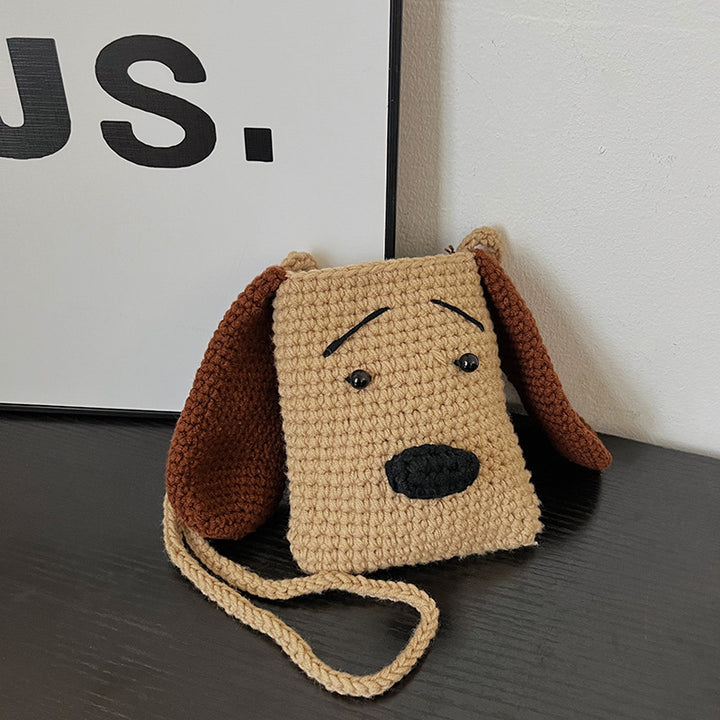 Cute Dog-Themed Crochet Crossbody Bag