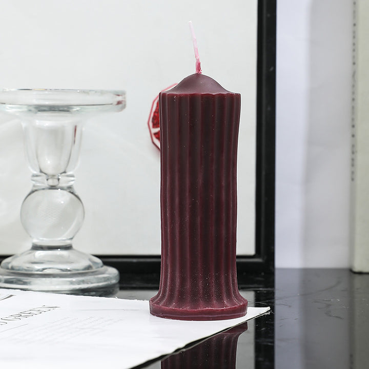 Fluted Column Decorative Pillar Candle with Textured Ribbed Sides
