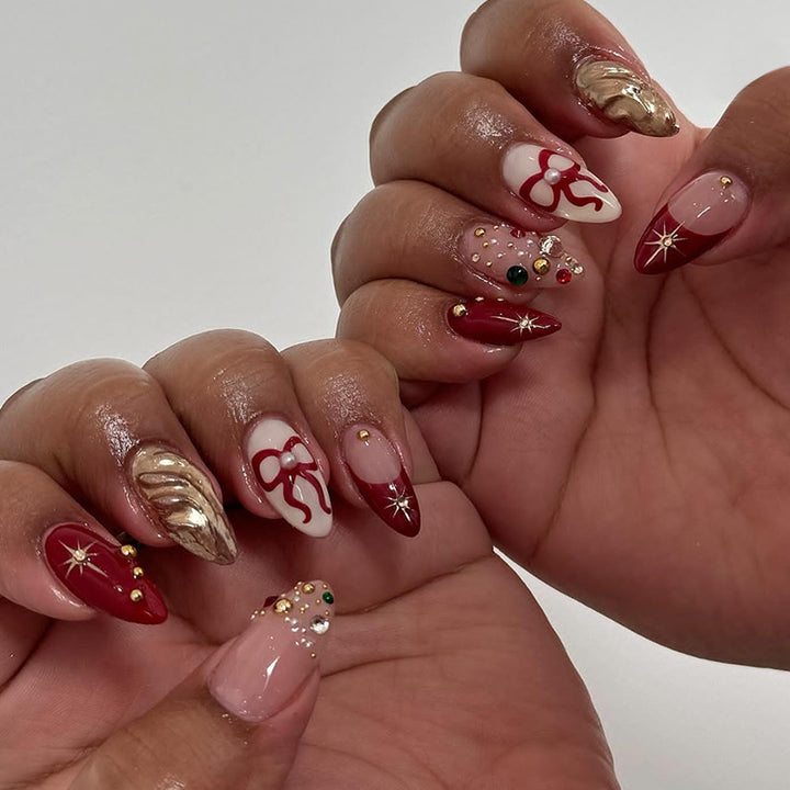 Festive Holiday-Themed Press-On Nail Art Set Kalsten 1790636398