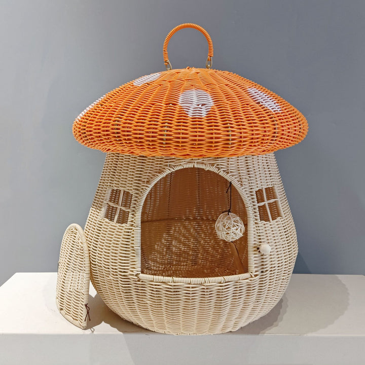 Playful cat basket in mushroom design Kalsten