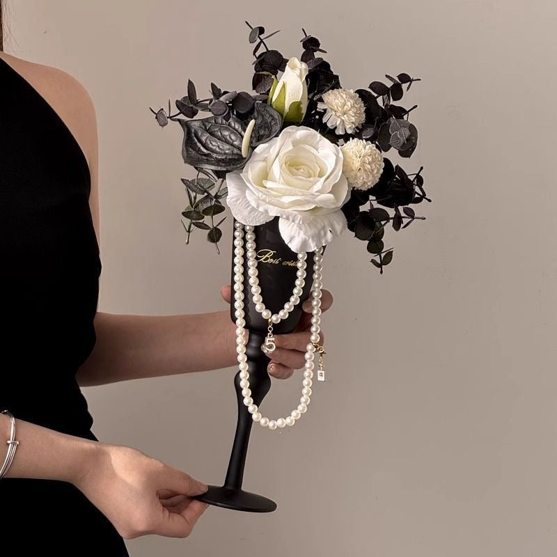 Elegant Floral Wine Glass Centerpiece