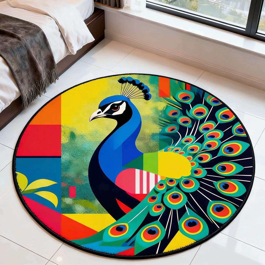 Artistic Tiger-Themed Round Area Rug