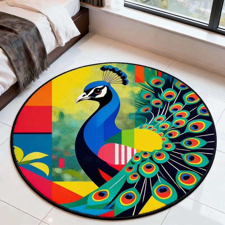 Artistic Tiger-Themed Round Area Rug