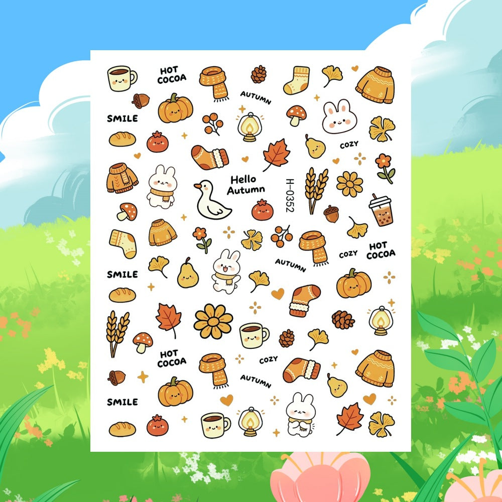 Autumn-Themed Nail Art Sticker Sheet