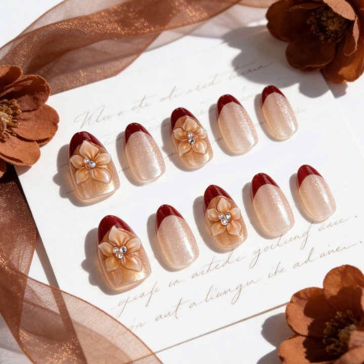 Floral Design Acrylic Press-On Nails Kalsten
