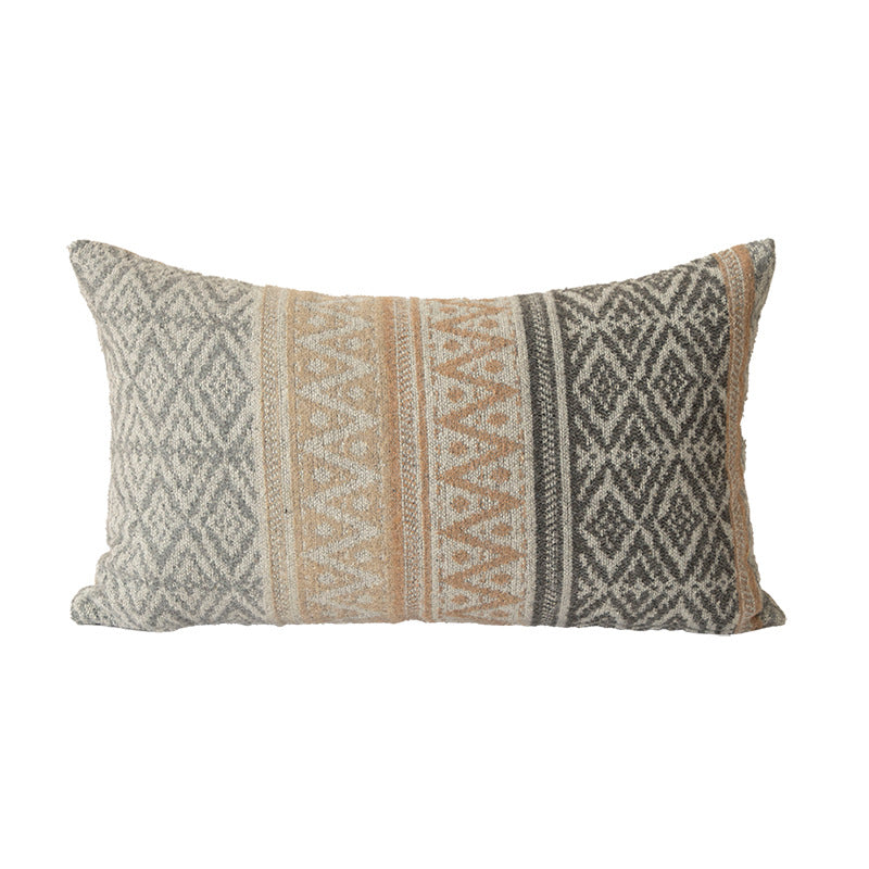 Woven decorative cushion cover in ethnic jacquard style with textured cotton blend