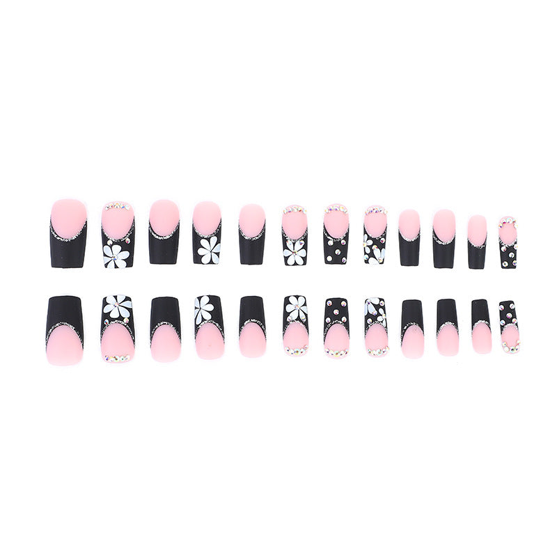 Glamorous Floral and Rhinestone Nail Art Set