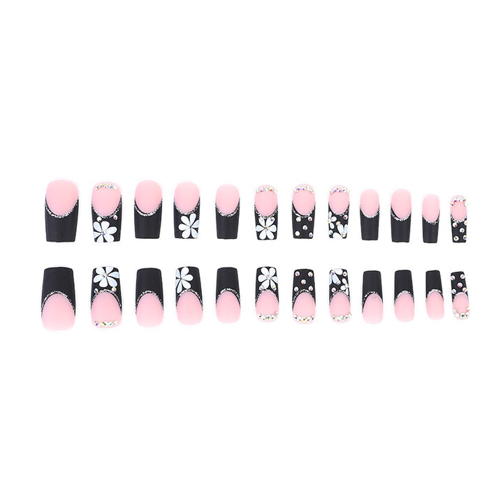 Glamorous Floral and Rhinestone Nail Art Set