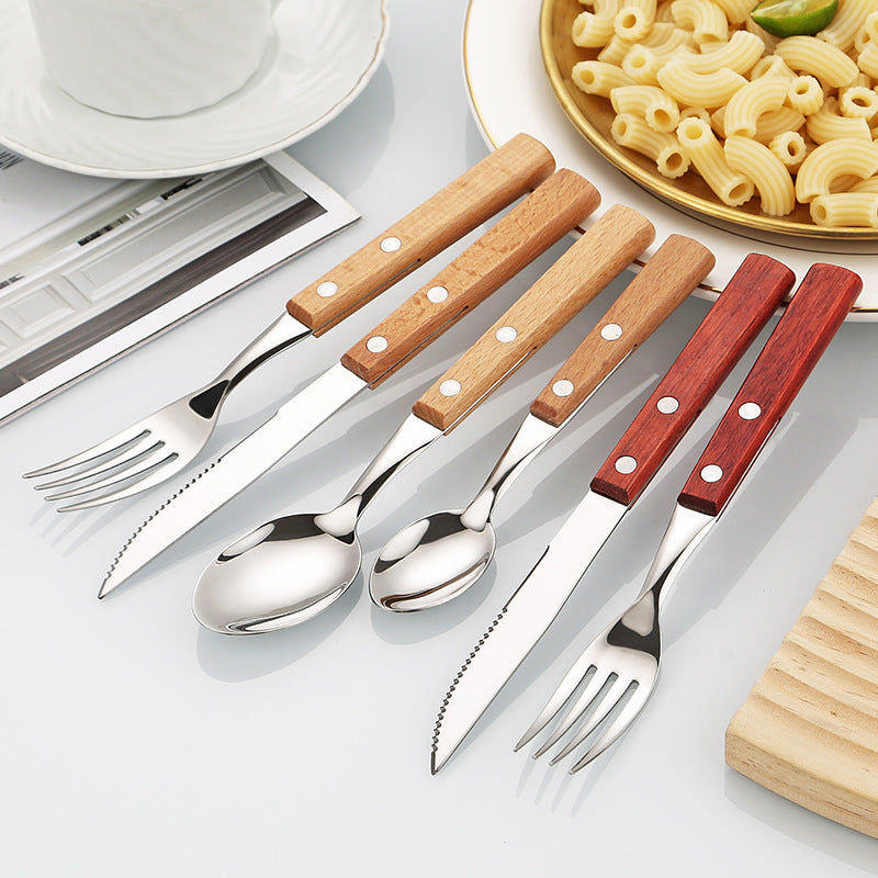 Dessert spoon with ergonomic wooden handle Kalsten