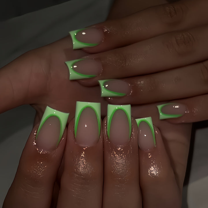 Neon French Tip Press-On Nails Kalsten