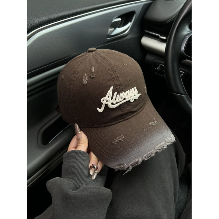 Women's Distressed Denim Style Baseball Cap Kalsten