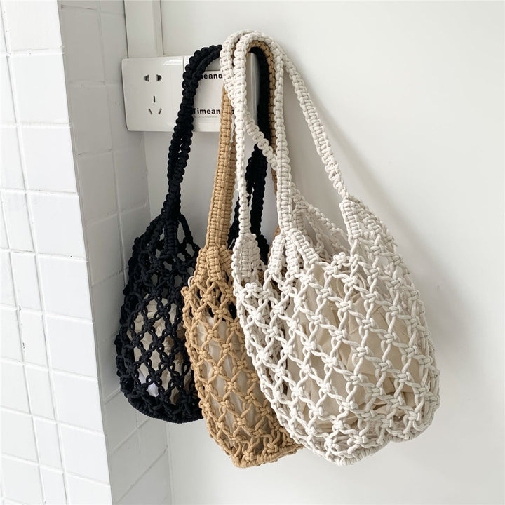 Hand-knotted tote bag with unusual mesh design Kalsten