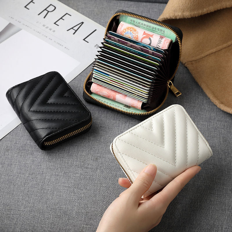 Compact Zippered Wallet with Card Organizer