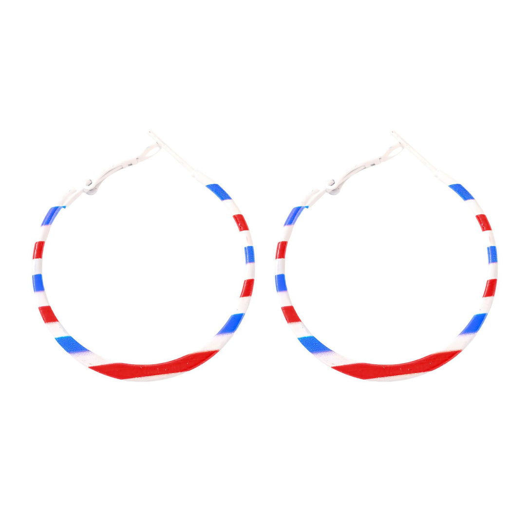 Ladies enamel earrings horseshoe with star stripe motif Kalsten