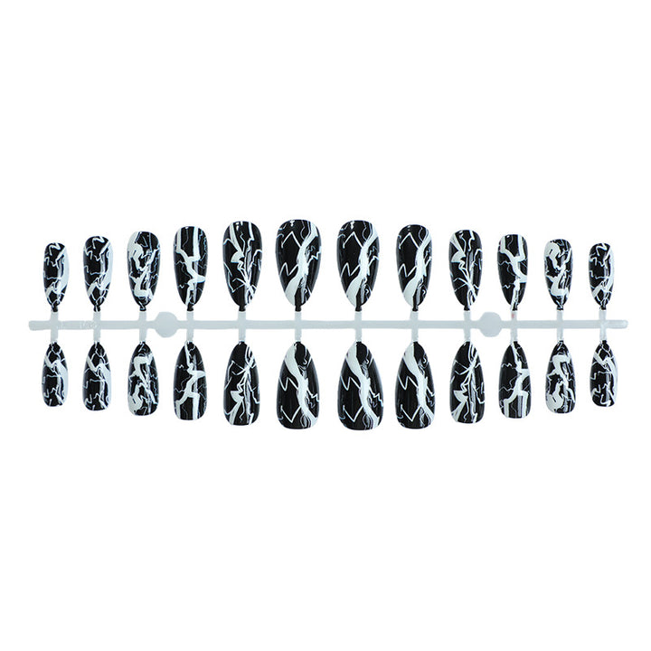 Stylish Artistic Press-On Nail Art Set with Lightning Design