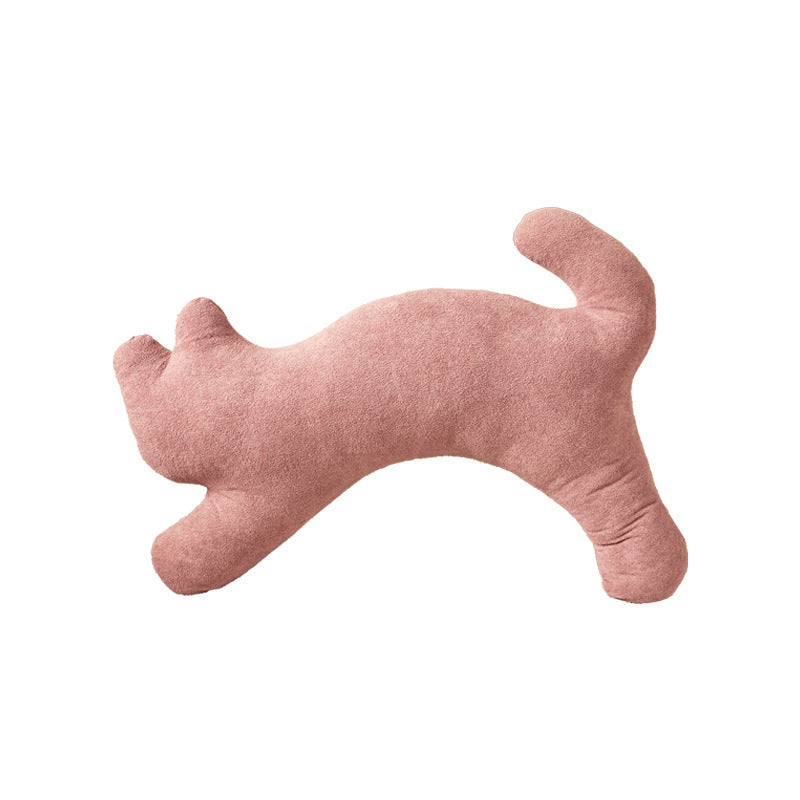 Cat-shaped neck and lumbar pillow made of soft fleece