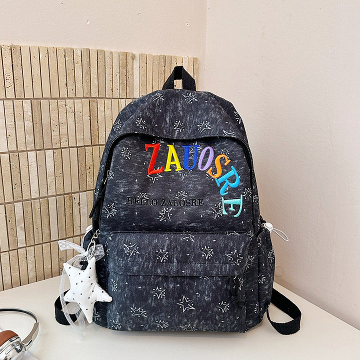 Stylish Star-Embellished Corduroy Backpack Kalsten