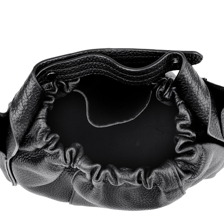 Textured Leather Drawstring Satchel Kalsten