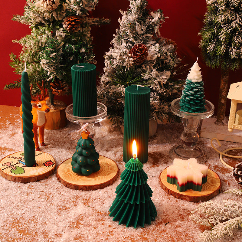 Layered Bubble Christmas Tree Sculptural Candle with Star Topper