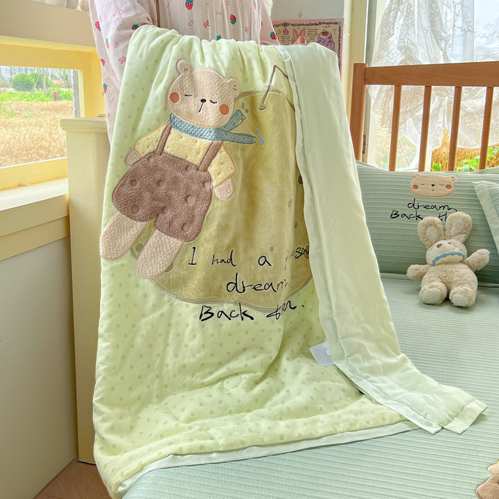 Reversible Children's Quilt with Embroidered Chick Designs