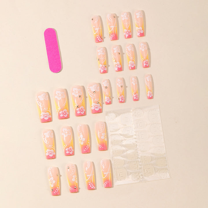 Floral-Themed Acrylic Nail Art Extensions Kalsten