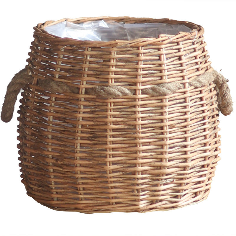 Rustic storage basket with hemp handles Kalsten